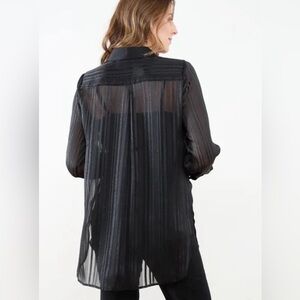 Tamara H. Satin Detailed Lurex Stripe Blouse | Small
